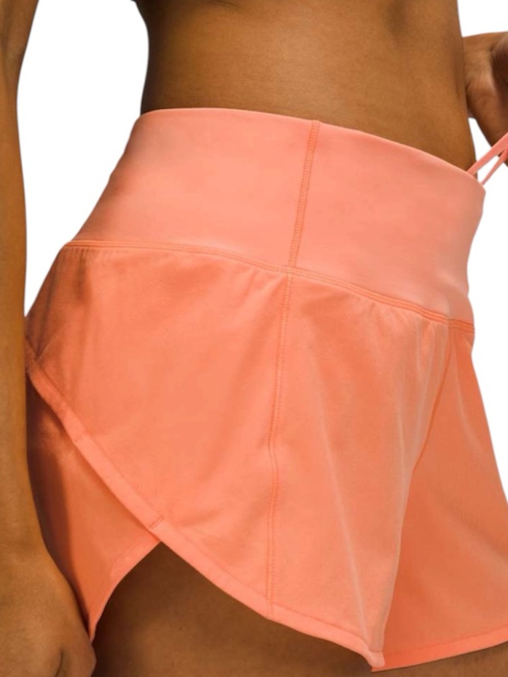 lululemon Speed up short Orange Athletic Shorts with Zip Pocket gummy logo GC!